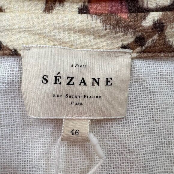 Sezane NWT Zoea Printed Floral Cotton Long Sleeve Button-Down Dress Sz 46 US 14 - Picture 8 of 13